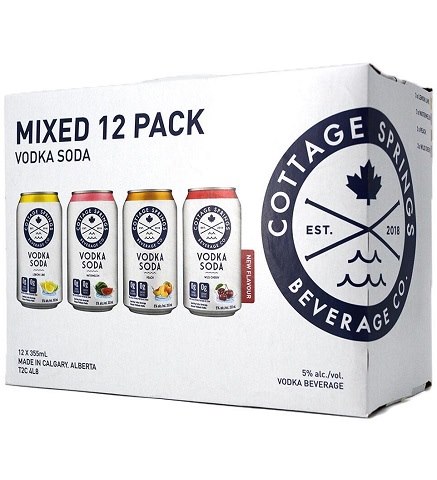 cottage springs vodka soda mixed pack 355 ml - 12 cans Okotoks Liquor delivery