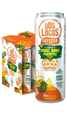 dos locos orange mango pineapple seltzer 300 ml - 4 cans Okotoks Liquor delivery