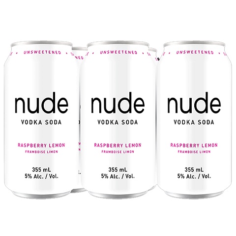 nude vodka soda raspberry lemon 355 ml - 6 cans Okotoks Liquor delivery